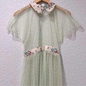 Coquette Mesh Dress overlay Peter Pan Collar Size Small